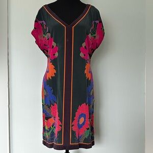 Maeve by Anthropologie 100% Silk Floral Tunic Dress – XS (Fits S/M) Boho Shift